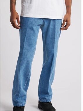 Obey Men’s Relaxed Straight Jeans in Light Blue Wash